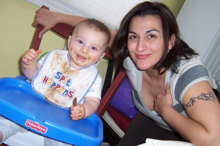 nicholas and mommy at snack time