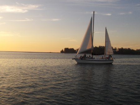 Heather and the girls sailing around Long Boat Key on the Enterprise w/ Captain Kurt (photo taken by Tom)