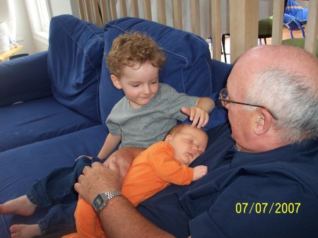 Grandpa with Logan (3 yrs) and Parker (3 months)