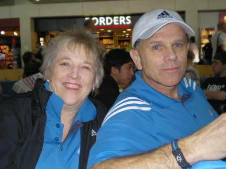 My husband, Ken & me, at the airport in England March 2007