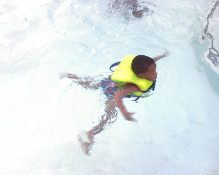 My child thinking he can swim..lol