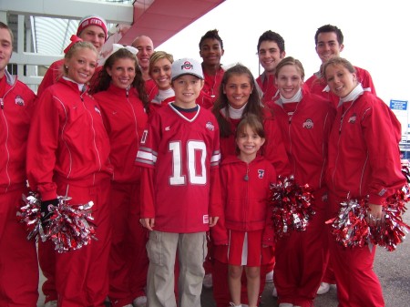 OSU Cheerleaders with my kids front and center