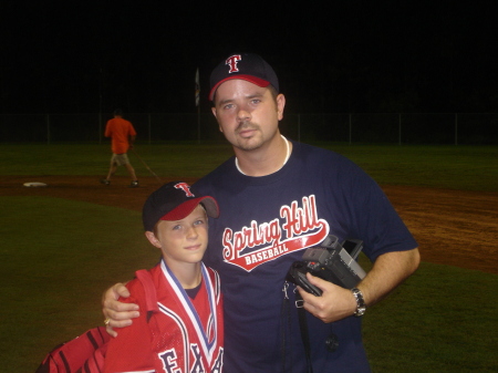 Greg and Dad at the Dixie Youth Baseball World Series representing Texas