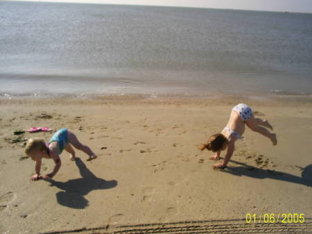 Rylee and Camryn at the beach