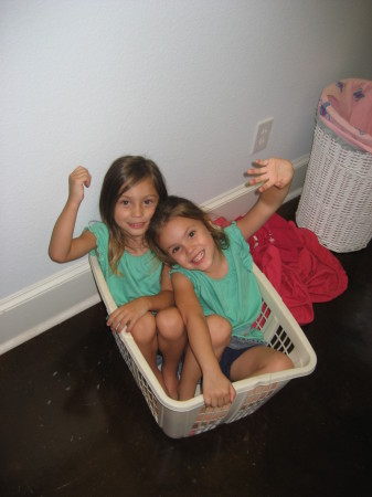 Kyla and Ava in the laundry room 2007