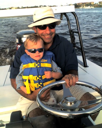 My boys during a sunset boat ride