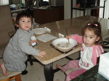 Chowing down on some tasty fried dumplings