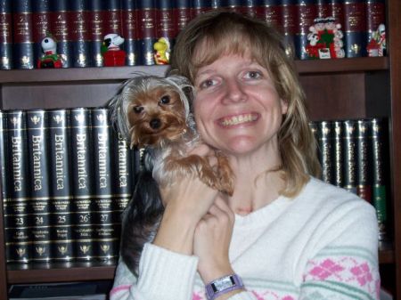 Nancy w/ our Yorkie (Belle)