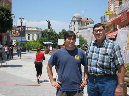 With son Alex in Plovdiv, Bulgaria