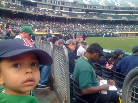 Dylan at the Red sox game.