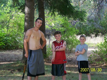 Brian, Nathan and his friend at our cabin!