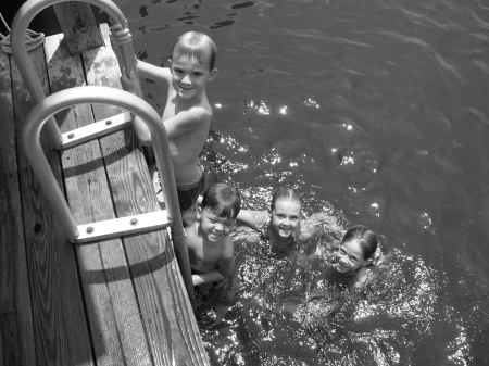 The "whole gang" enjoying our lake property...