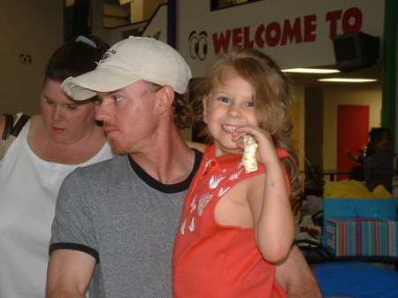 My daughter and I at Bonkers (chuck e. cheese wannabe!)