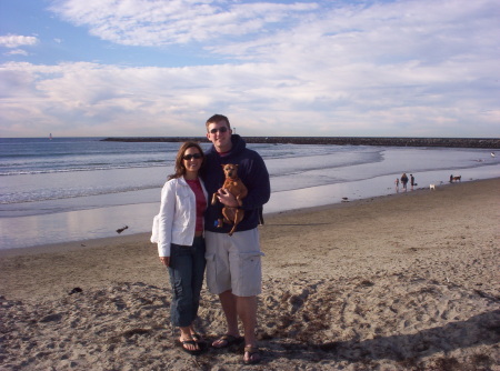 My wife Dana and I at the beach with Sasha