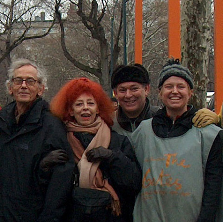 With Christo, Jeanne-Claude & Ellen Scott during installation of "Gates Project" in Central Park, Manhattan, New York, NY
