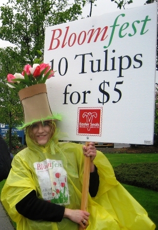 Selling tulips for Easter Seals