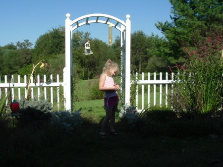 Raegen in our front yard.