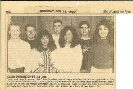 Club Presidents at JHS - February 23, 1989
