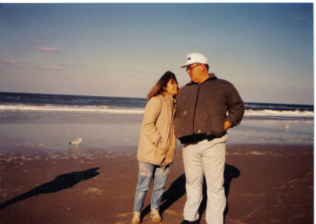 me and my husband richard at the beach in VB VA