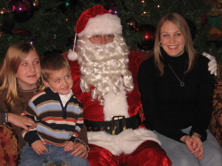 Brittni, Tristyn, and Kaden with Santa