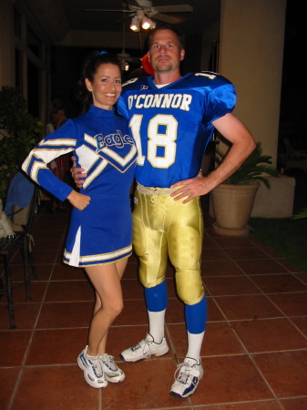 Halloween 2006 - we dressed up like the good 'ol days in uniforms from the high school I teach at - Good Times!  We always joked that one day he'd be the football coach and I'd be the band director at the same school.  It came true!