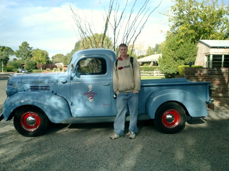 My Nephew Mark enjoying Tucson and my 1947 Dodge.