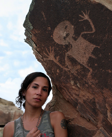 Sarah & undocumented Petroglyph.