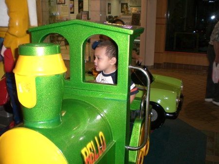 Evan loves his trains