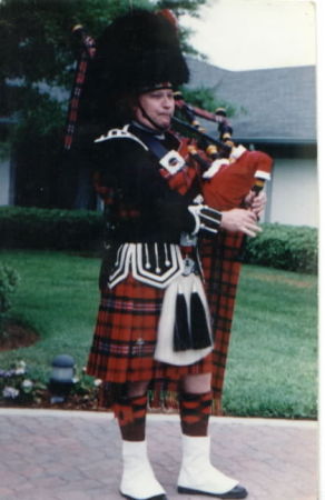 Tuning My Bagpipe Before Gig In Full Dress Uniform