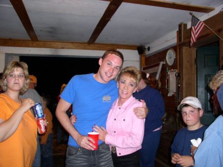 My son, Cameron and I in our horse barn at our "Hoedown"