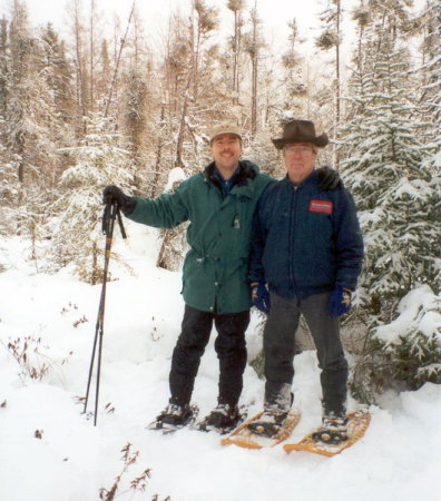 MN DAD & DAVID SNOWSHOEING AT LAND 2001