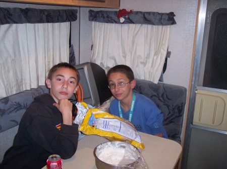 Seth and Ricky, in my camper,  this summer, 2007