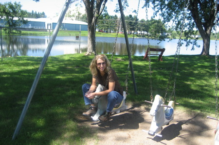 My wife at the Mill Pond.   Giddyup!