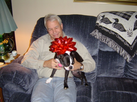 My husband and our Boston Terrier