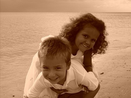 Davan and her buddy Jake at the beach