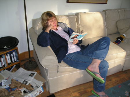 Pam enjoying the afternoon at the cabin 2007