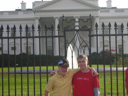 The boy's in front of the Whitehouse!