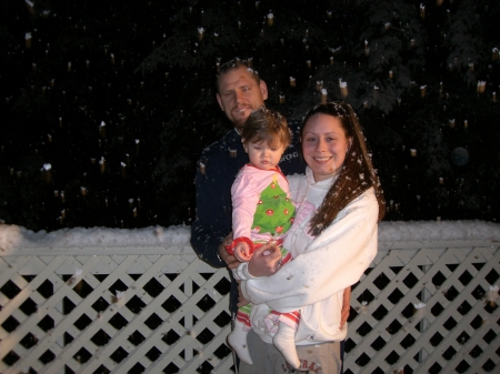 My son, daughter-in-law and grand daughter in the snow 1 mo ago