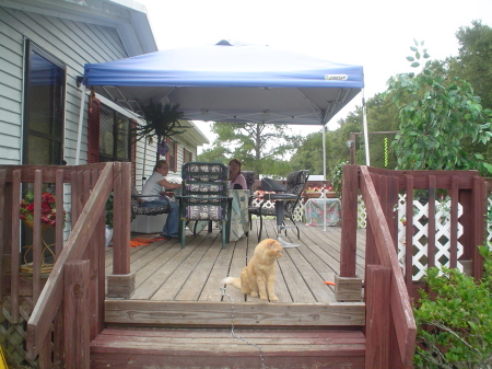 relaxing on the patio