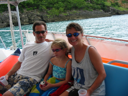 The happy family on a Caribbean Booze Cruise (the kid has apple juice)