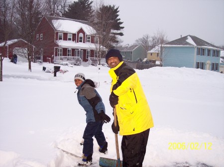 Bran & I moving snow