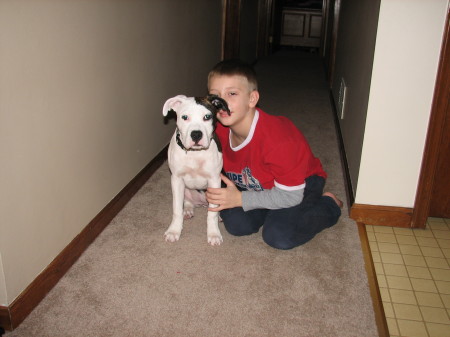 Our Pitbull and my oldest son