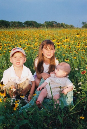Kids in the flowers
