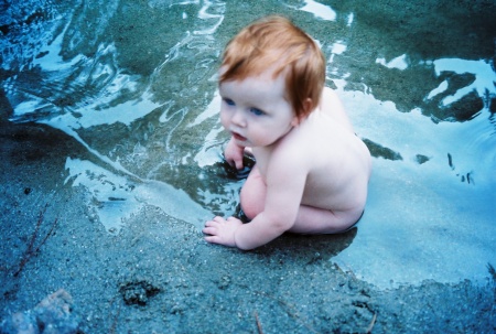 Xander in the creek