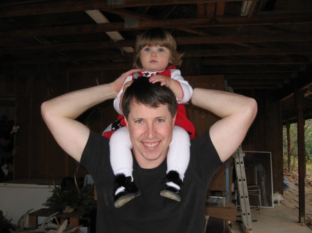 Emma and Daddy, Christmas Day 2006