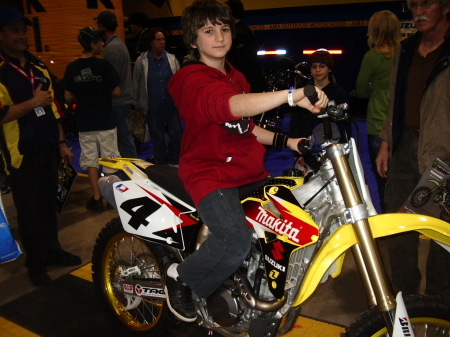 Ethan on Ricky Carmichael's bike in Atlanta