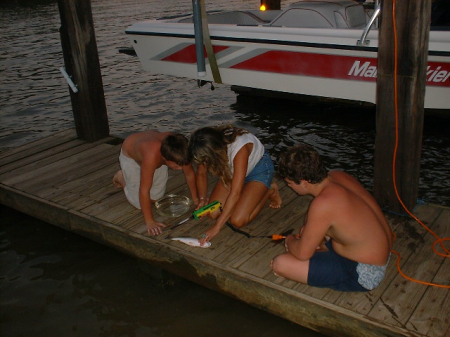 The boys and I cleaning fish