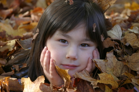 Posing in the leaves