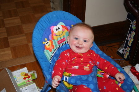 Cian on his 1st Christmas Day (2006) - not quite 6 months old