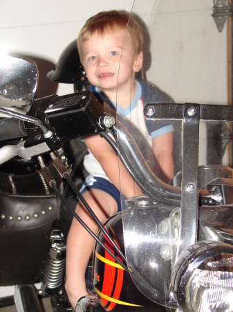 Youngest son Patrick riding Papa's motorcycle 8/2007